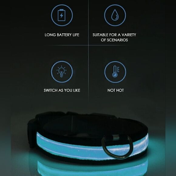 LED Dog Collar USB Charging Saftey Nightlight Flashing 3 Modes Pink Or Green NWT - Picture 7 of 8